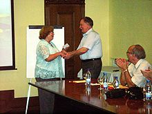 Награждение В.Я.Стенина
медалью А.С.Попова